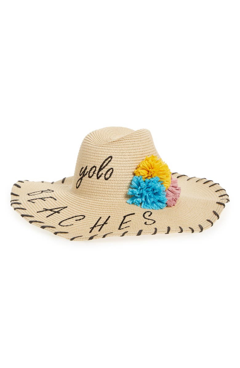 BP. Verbiage Pom Straw Panama Hat, Alternate, color, 