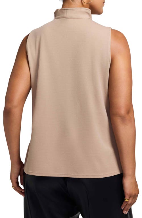 Foxcroft Tammy Ruffle Collar Crepe Sleeveless Top In Nude