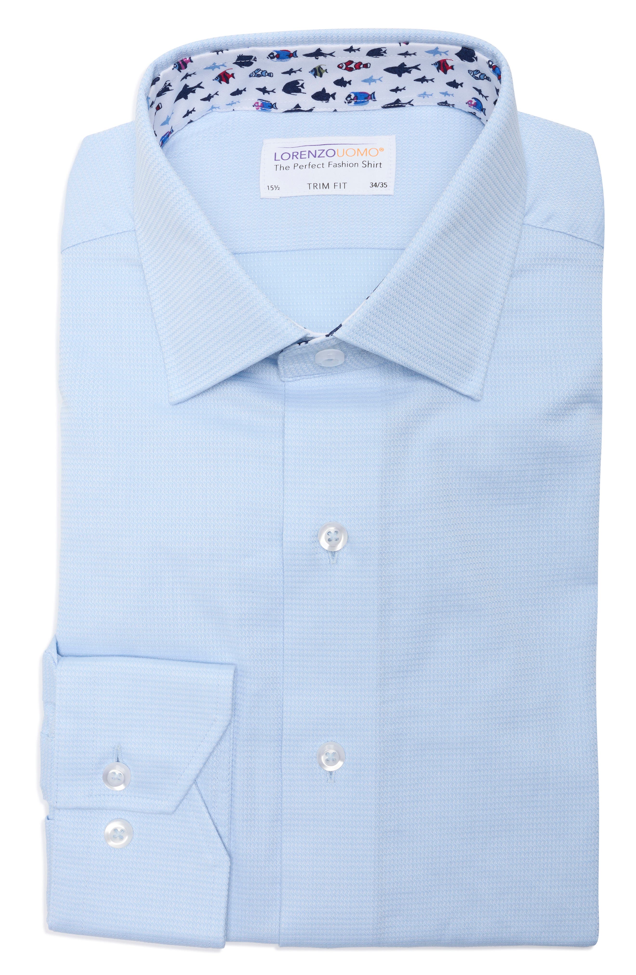 Lorenzo Uomo Trim Fit Textured Stretch Cotton Dress Shirt