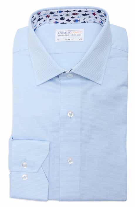 Lorenzo Uomo Trim Fit Textured Stretch Cotton Dress Shirt
