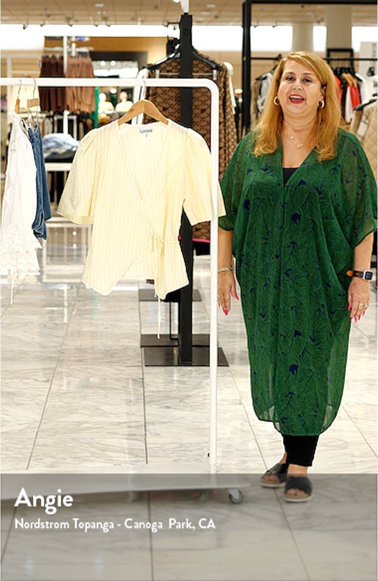 Seersucker Stripe Organic Cotton Wrap Top, sales video thumbnail