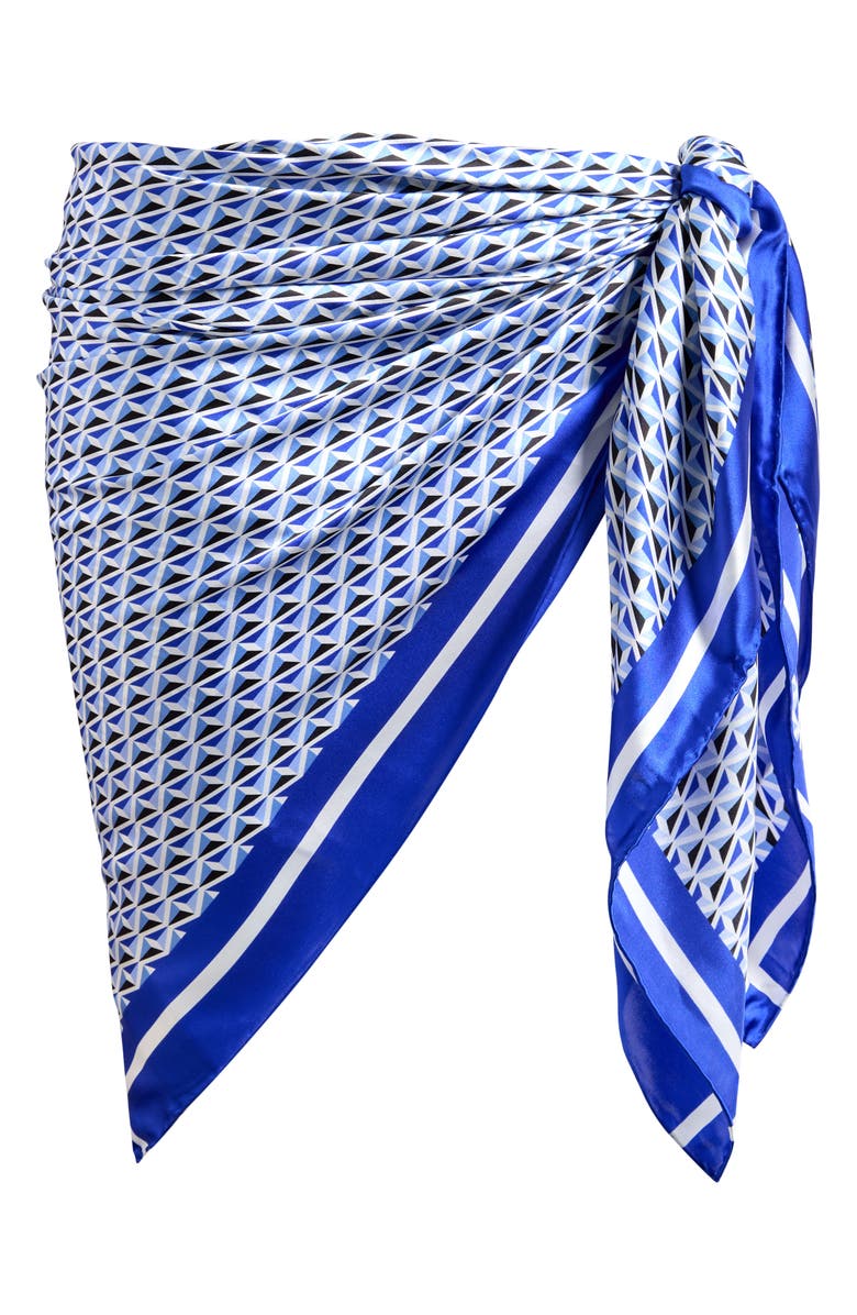 Max Mara Beach Foam Geo Print Silk Scarf, Alternate, color, Navy