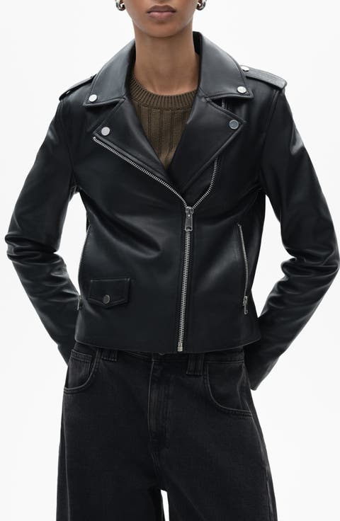 Leather Biker Jacket (Regular & Plus)