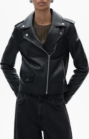 MANGO Leather Biker Jacket