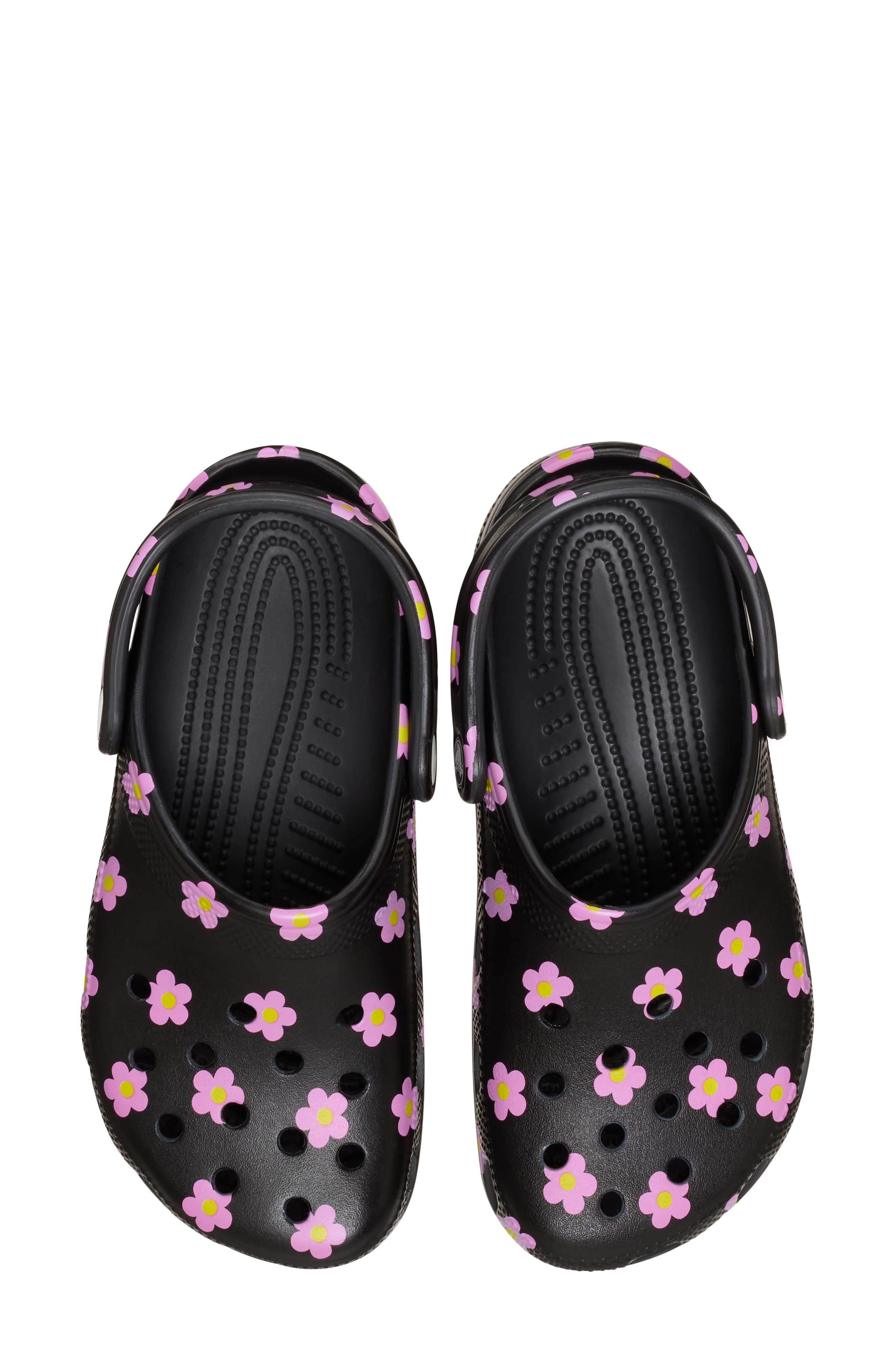 CROCS Flower Classic Clog, Alternate, color, Black