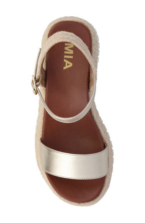 Mia Yanis Ankle Strap Platform Wedge Sandal In Gold