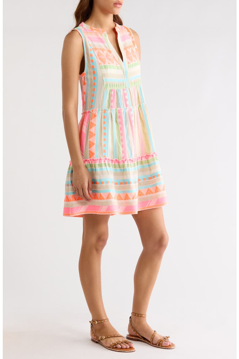 Babydoll Cover-Up Minidress, Alternate, color, NEON AZTEC