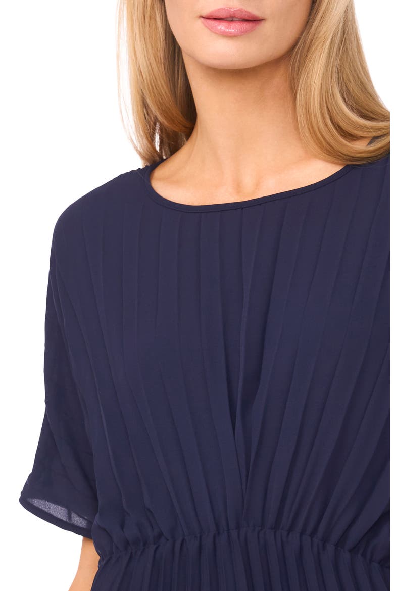 Pleated Midi Dress, Alternate, color, BARITONE BLUE
