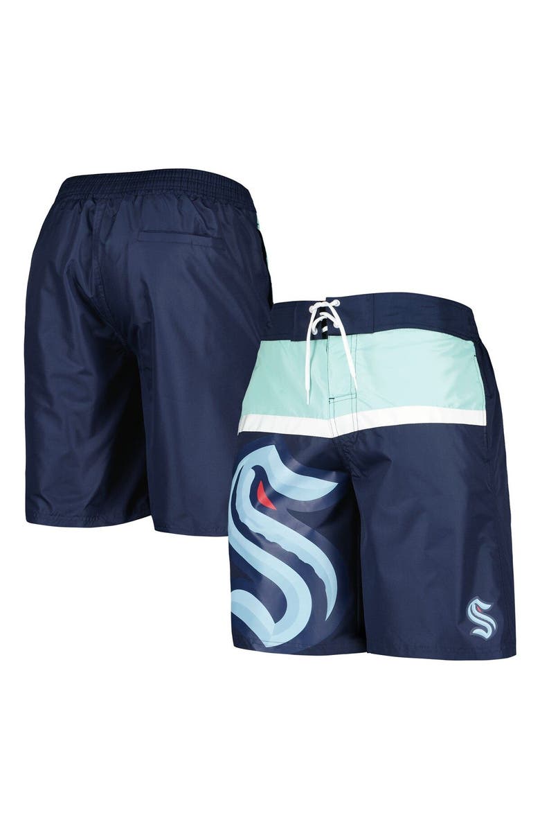 STARTER Men's Starter Deep Sea Blue Seattle Kraken Sea Wind Swim Trunks, Main, color, Navy