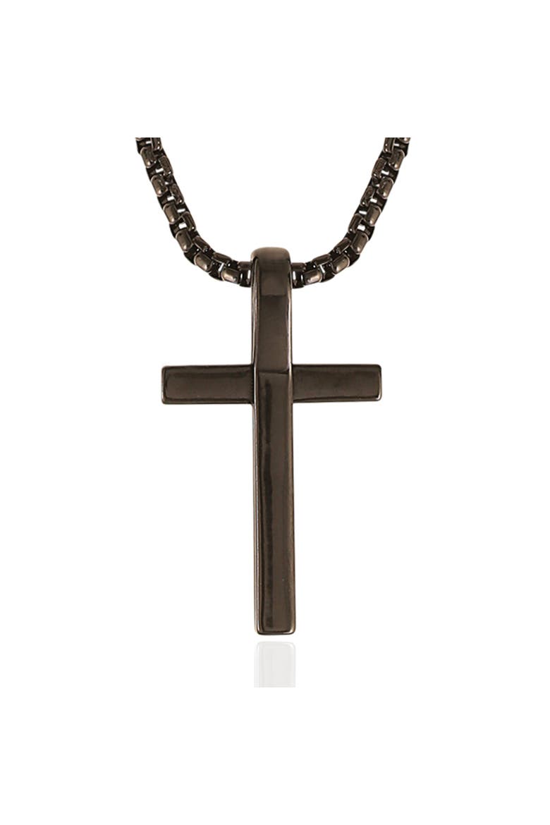 Black Cross Pendant 22" Chain, Alternate, color, Black
