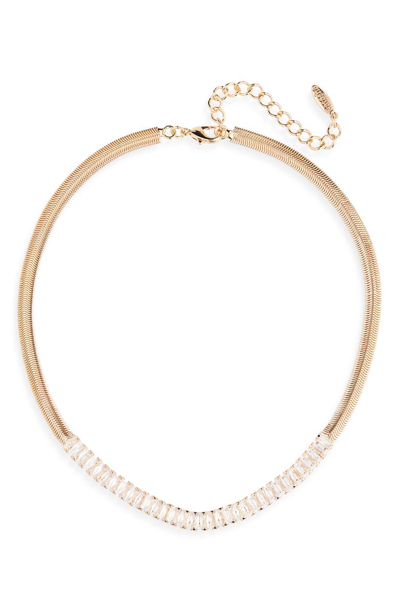 Tasha Cubic Zirconia Snake Chain Frontal Necklace, Main, color, Gold Crystal