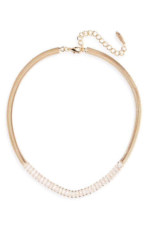 Cubic Zirconia Snake Chain Frontal Necklace