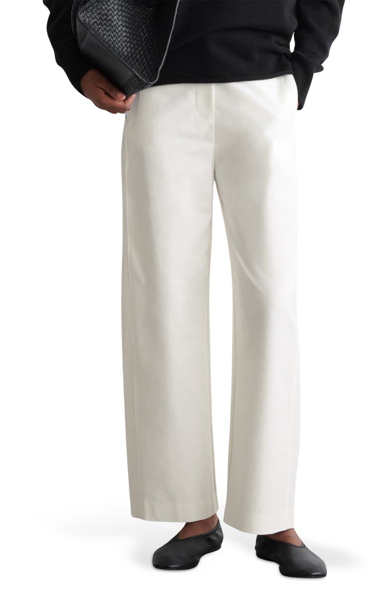 COS Soft Pima Cotton Barrel Leg Dress Pants, Main, color, White Dusty Light