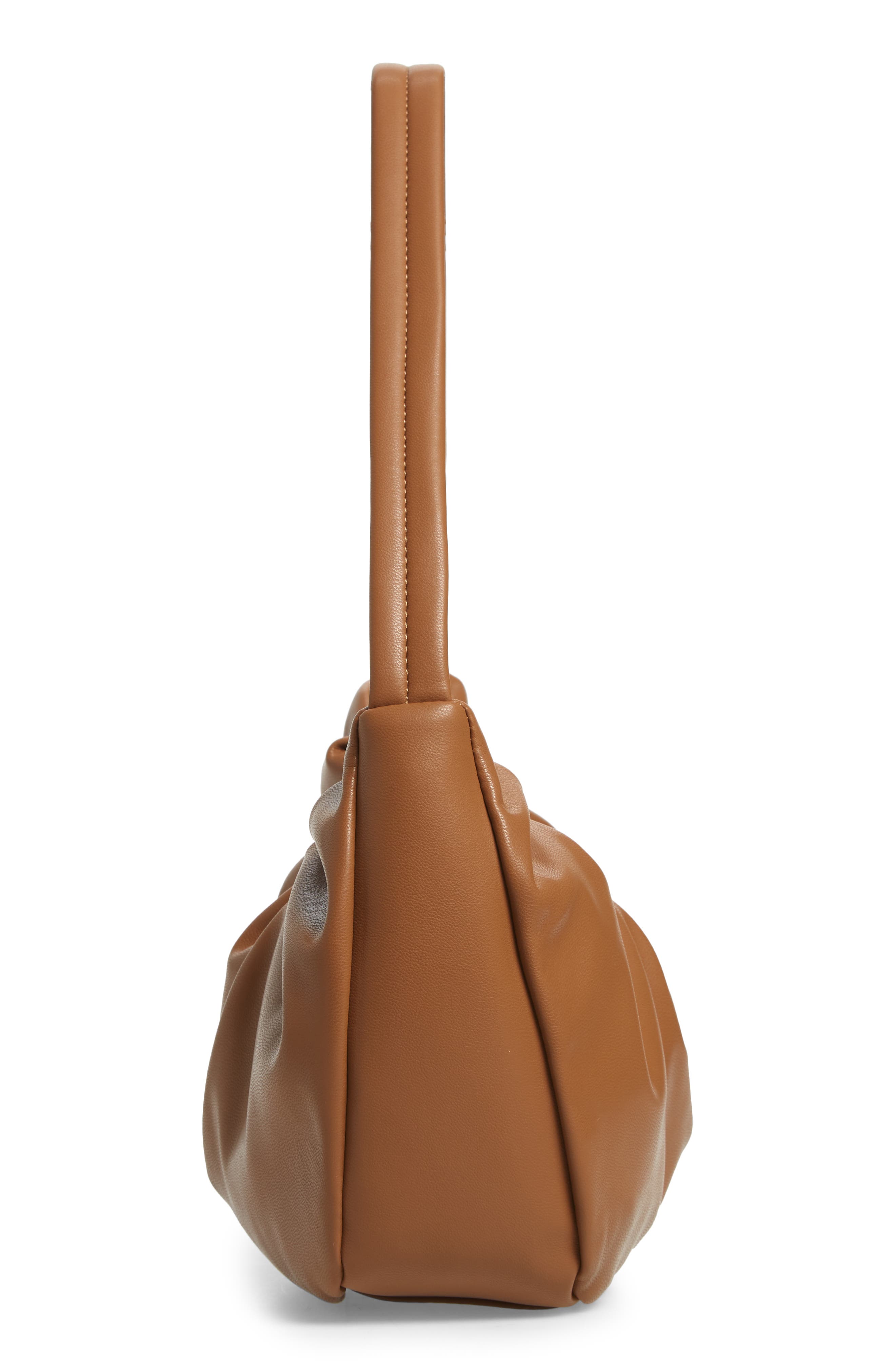 Gathered Faux Leather Baguette Bag, Alternate, color, TAUPE