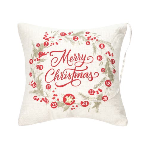 C & F Home C&f Home Merry Christmas Wreath Embellished Throw Pillow, 13.5" X 13.5" In White