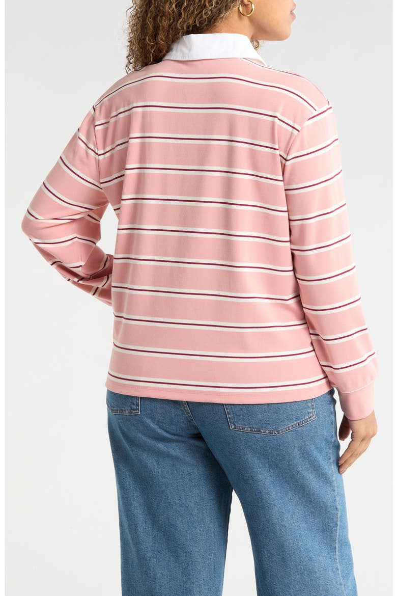 Stripe Long Sleeve Rugby Polo, Alternate, color, PINK EMILIA STRIPE