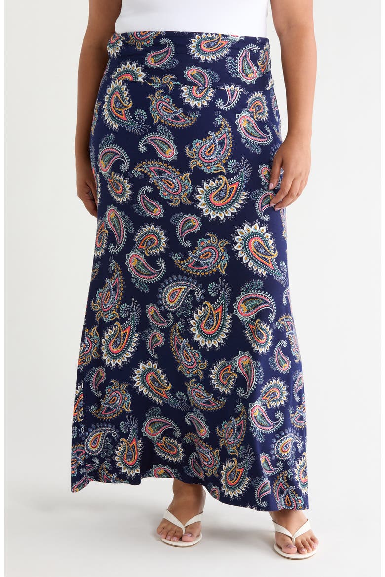 Roll Top Maxi Skirt, Main, color, NAVY