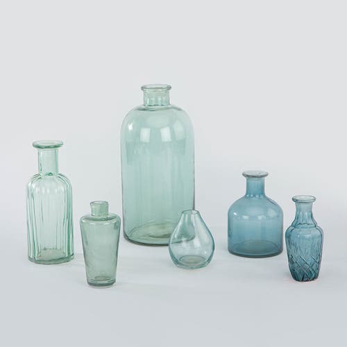 Cg Hunter Assorted Blue And Green Glass Bud Vases In Multi