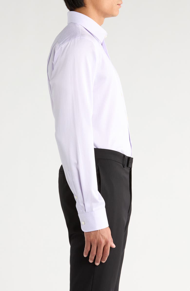 Nordstrom Trim Fit Pinstripe Non-Iron Cotton Dress Shirt, Alternate, color, Purple Nep Stripe