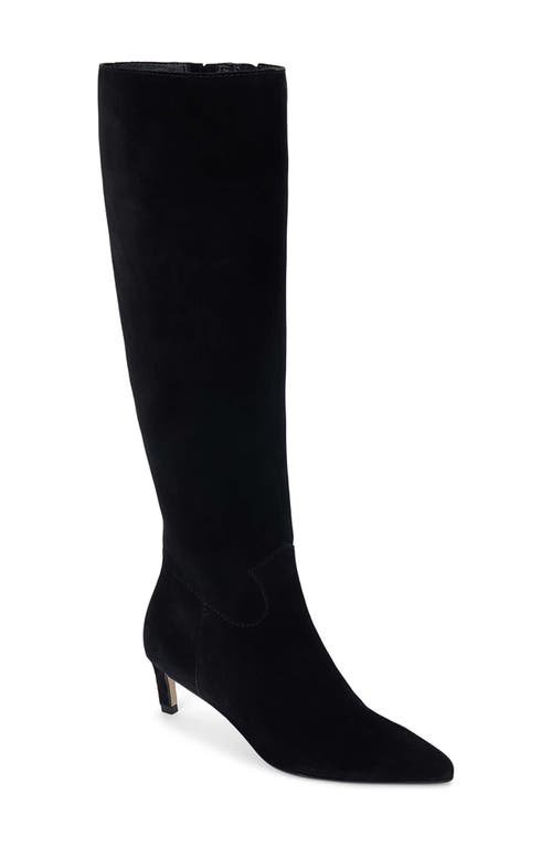 Matisse Elevate Pointed Toe Knee High Kitten Heel Boot In Black