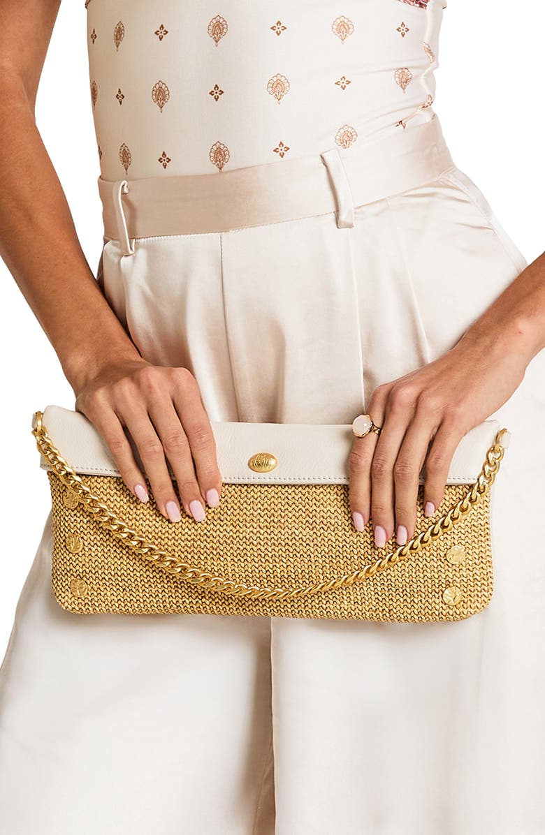 HAMMITT Invitation Clutch, Alternate, color, Calla Lily White Raffia/ Gold