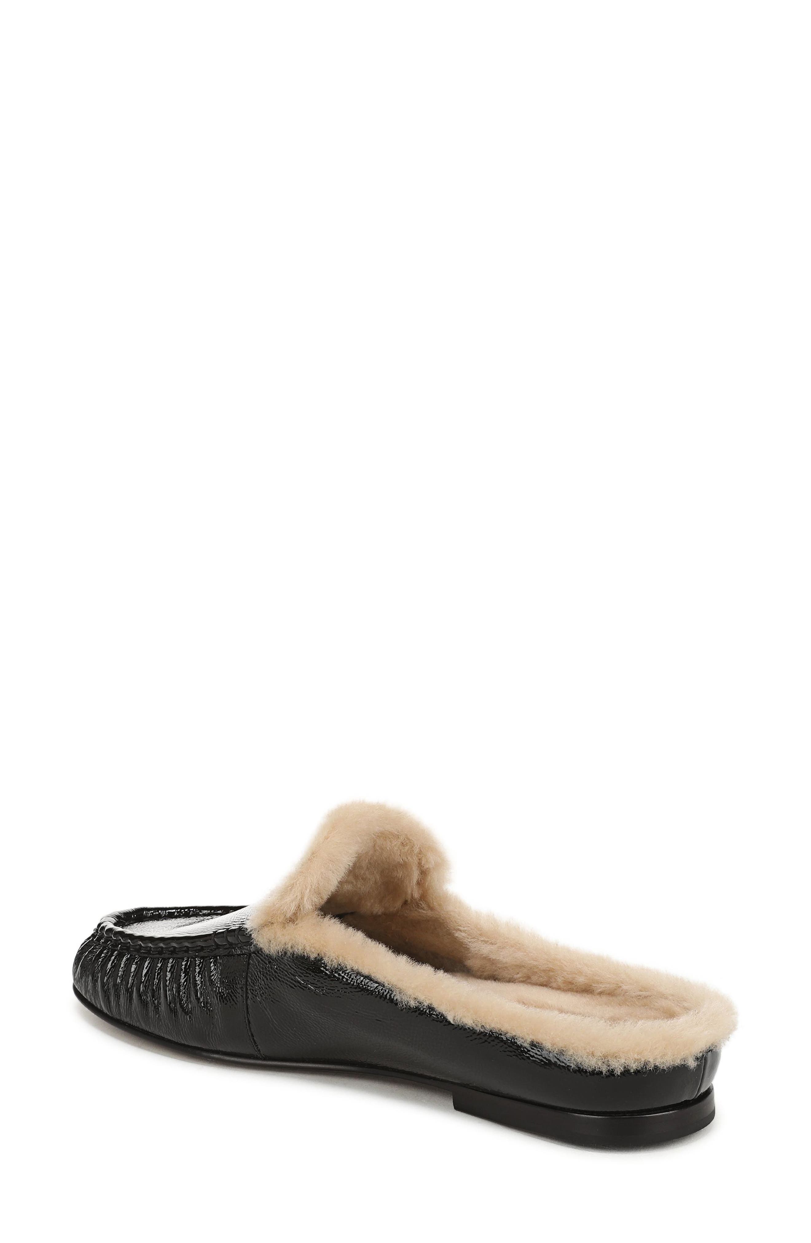 Tevin Genuine Shearling Lined Flat Mule, Alternate, color, BLACK