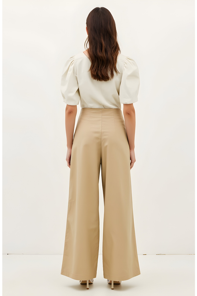 Pleated Wide-Leg Trousers, Alternate, color, Beige
