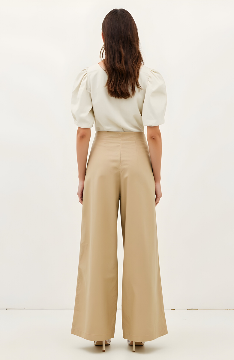 Modenaire Pleated Wide-Leg Trousers, Alternate, color, Beige