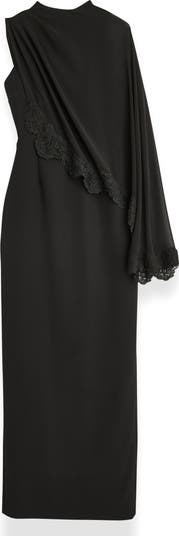 DKNY ★【カクテル ドレス】Lace Trim Chiffon Capelet Scuba Donna Karan New York Lace Trim Chiffon Capelet Scuba Knit