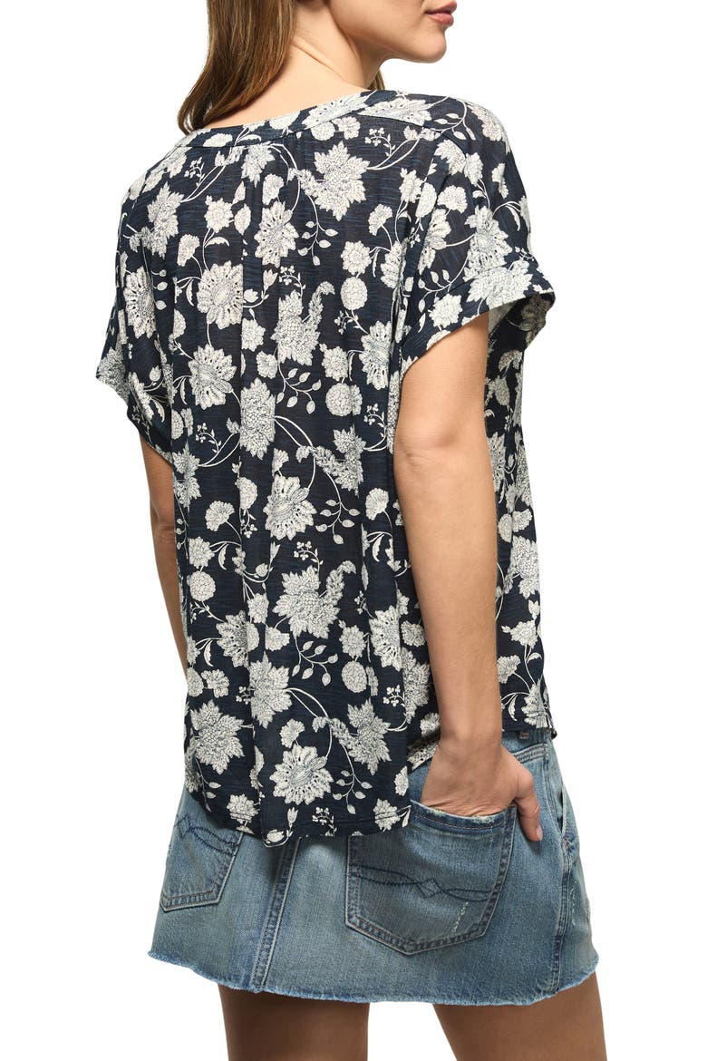 Sandwash Notch Neck Floral Top, Alternate, color, NAVY FLORAL