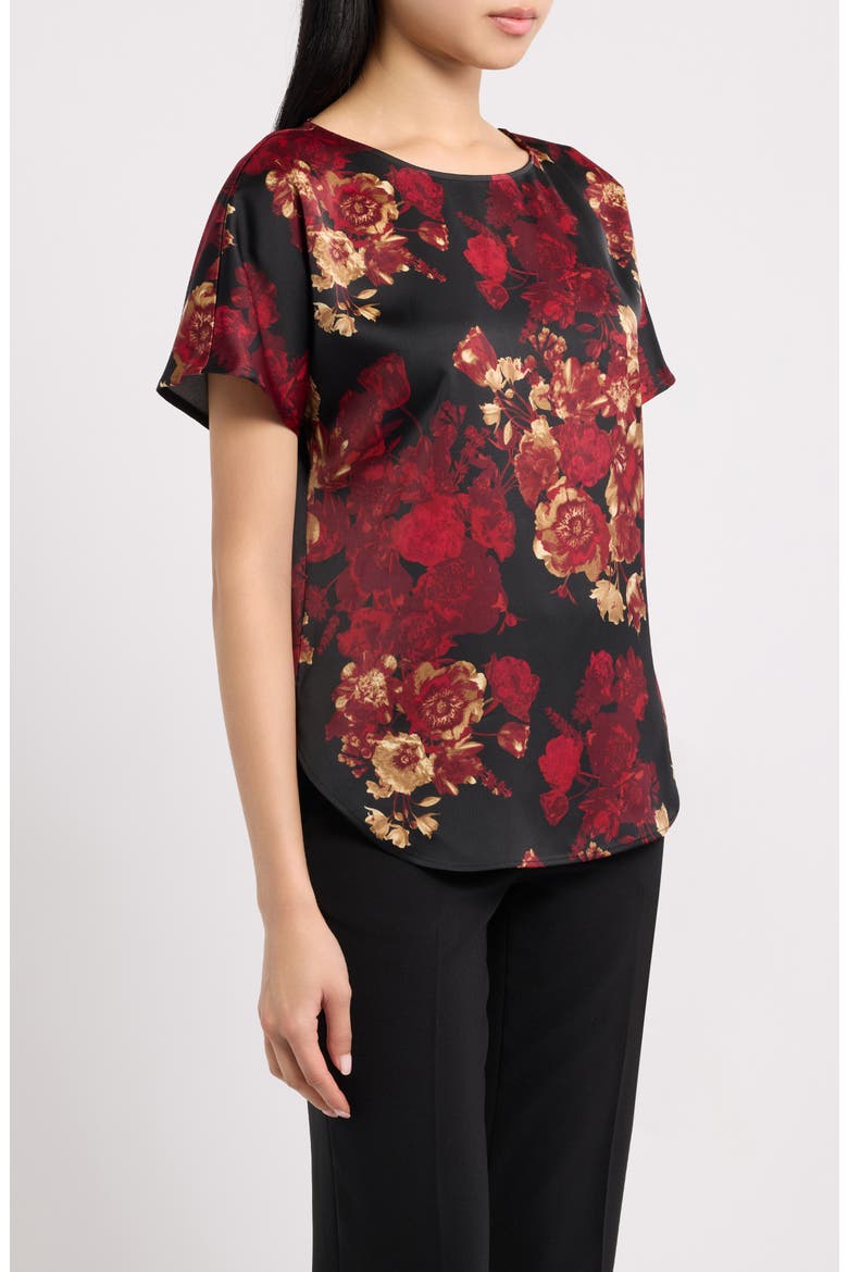 Bateau Neck Short Sleeve Top, Alternate, color, TITIAN RED MULTI