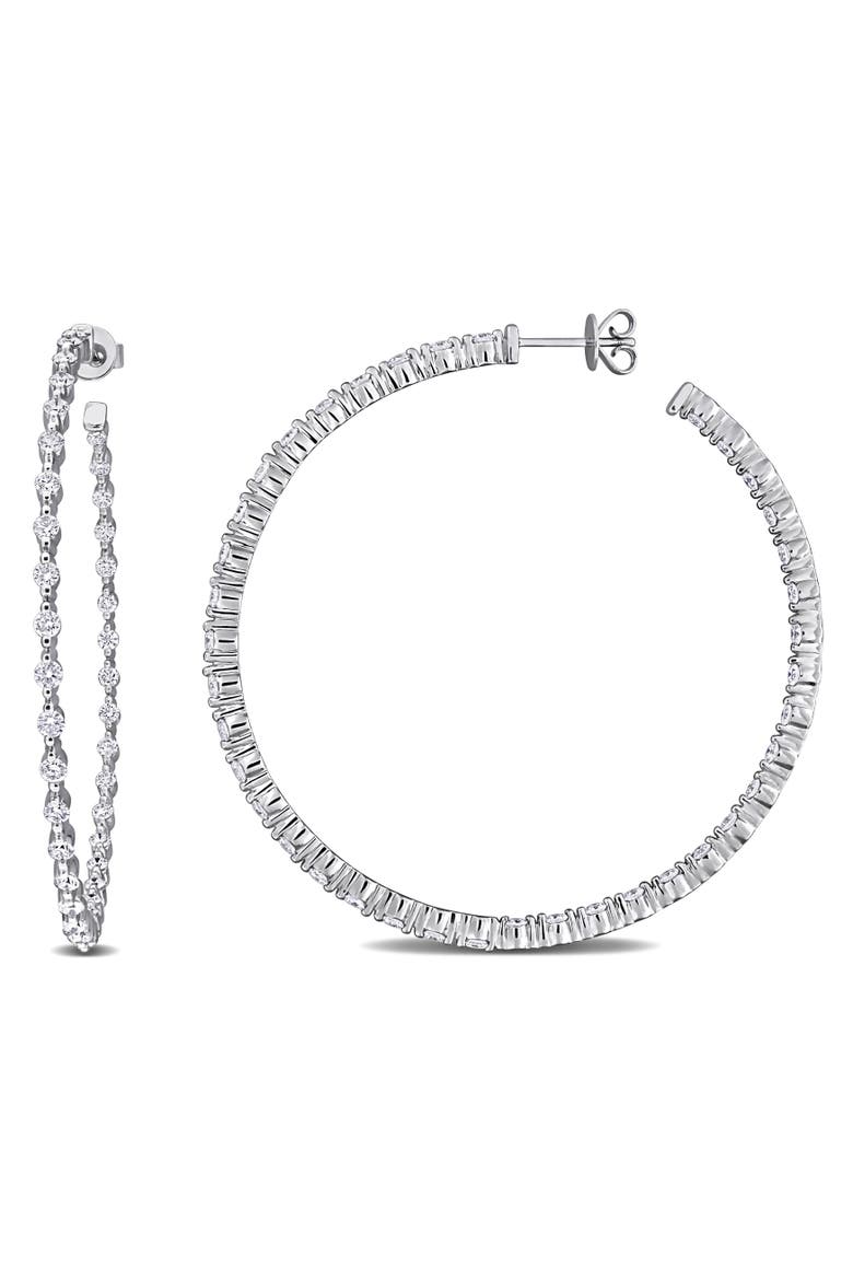 2 3/4ct. t.w. Lab-Grown Diamond Hoop Earrings 14k, Main, color, White Gold