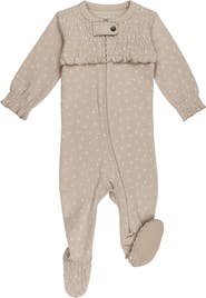 L'ovedbaby Smocked Organic Cotton Zip Footie