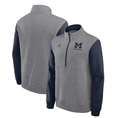 Men's Jordan Brand Heather Gray Michigan Wolverines Club Fleece Half-Zip Pullover