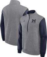 Jordan Brand Men's Jordan Brand Heather Gray Michigan Wolverines Club Fleece Half-Zip Pullover
