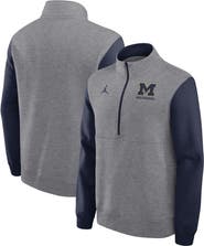 Jordan Brand Men's Jordan Brand Heather Gray Michigan Wolverines Club Fleece Half-Zip Pullover