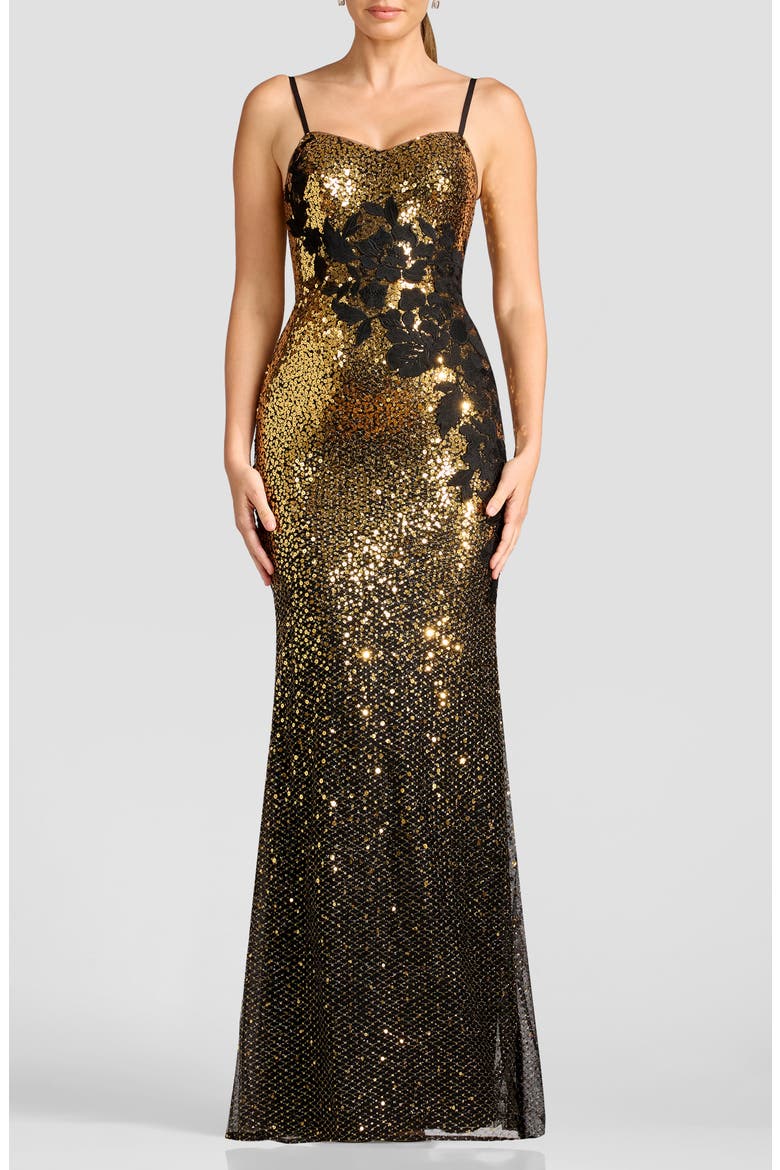 Giovanna Sequin Sleeveless Mermaid Gown, Main, color, GOLD MULTI