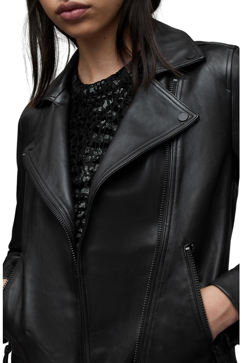 Dalby Leather Biker Jacket, Alternate, color, BLACK/ GUNMETAL