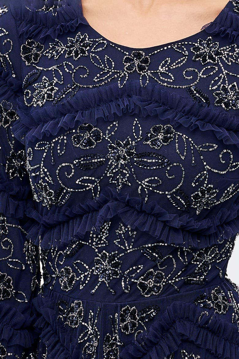 Modest Embellished Sequins Ruffle Maxi Dress, Alternate, color, Mid Night Blue