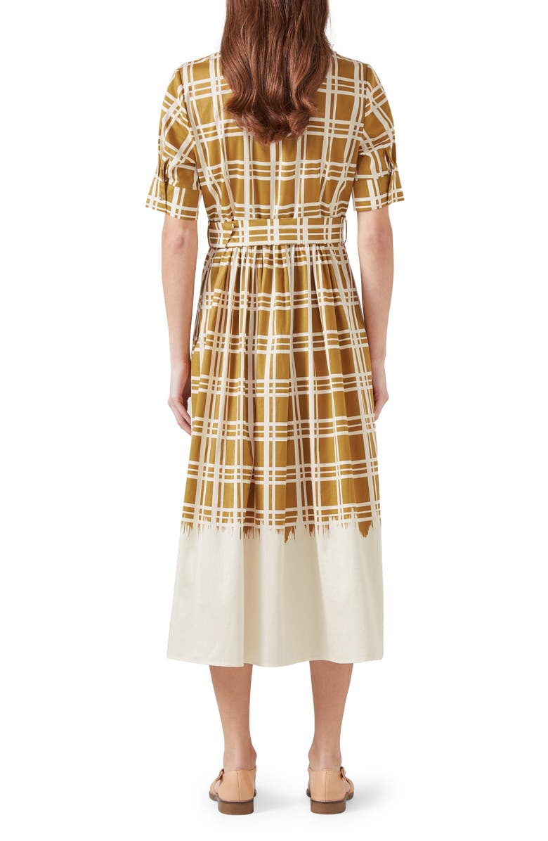 LK Bennett Dora Plaid Dip Dye Cotton Midi Shirtdress, Alternate, color, 