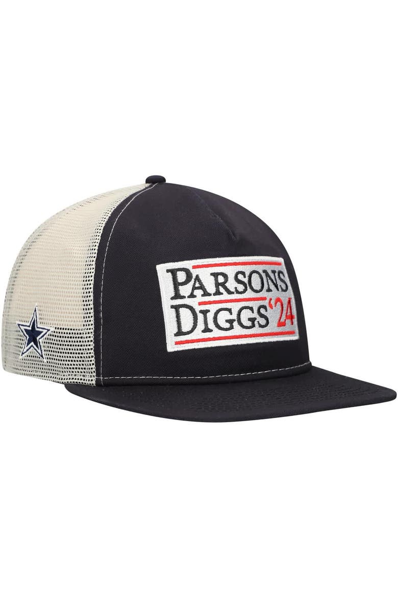 Men's New Era Navy/Natural Dallas Cowboys Election Trucker Golfer Snapback Hat, Main, color, Navy