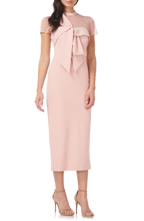 Js Collections Roselle Bow Detail Cocktail Midi Dress In Blush