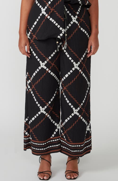 Estelle Marine Print Drawstring Pants In Black