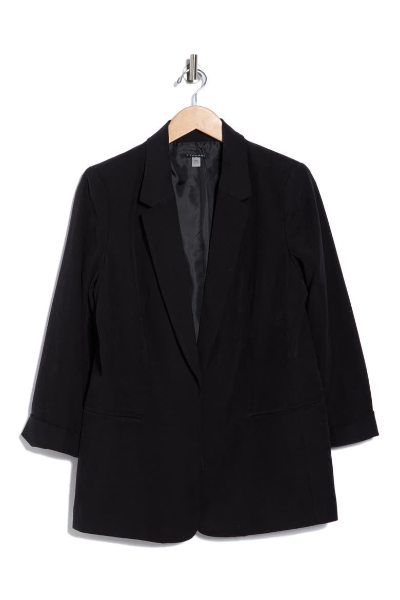 Open Boyfriend Blazer, Alternate, color, BLACK