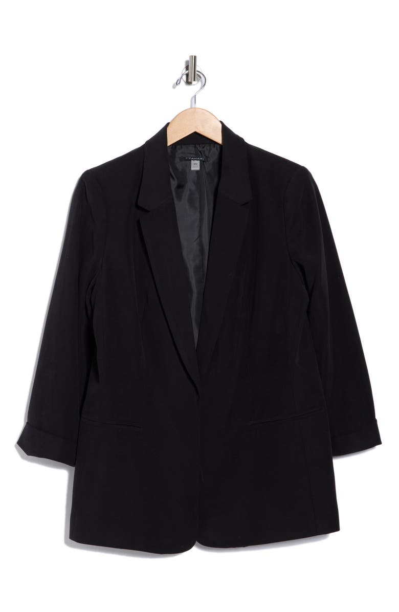 T Tahari Open Boyfriend Blazer, Alternate, color, Black