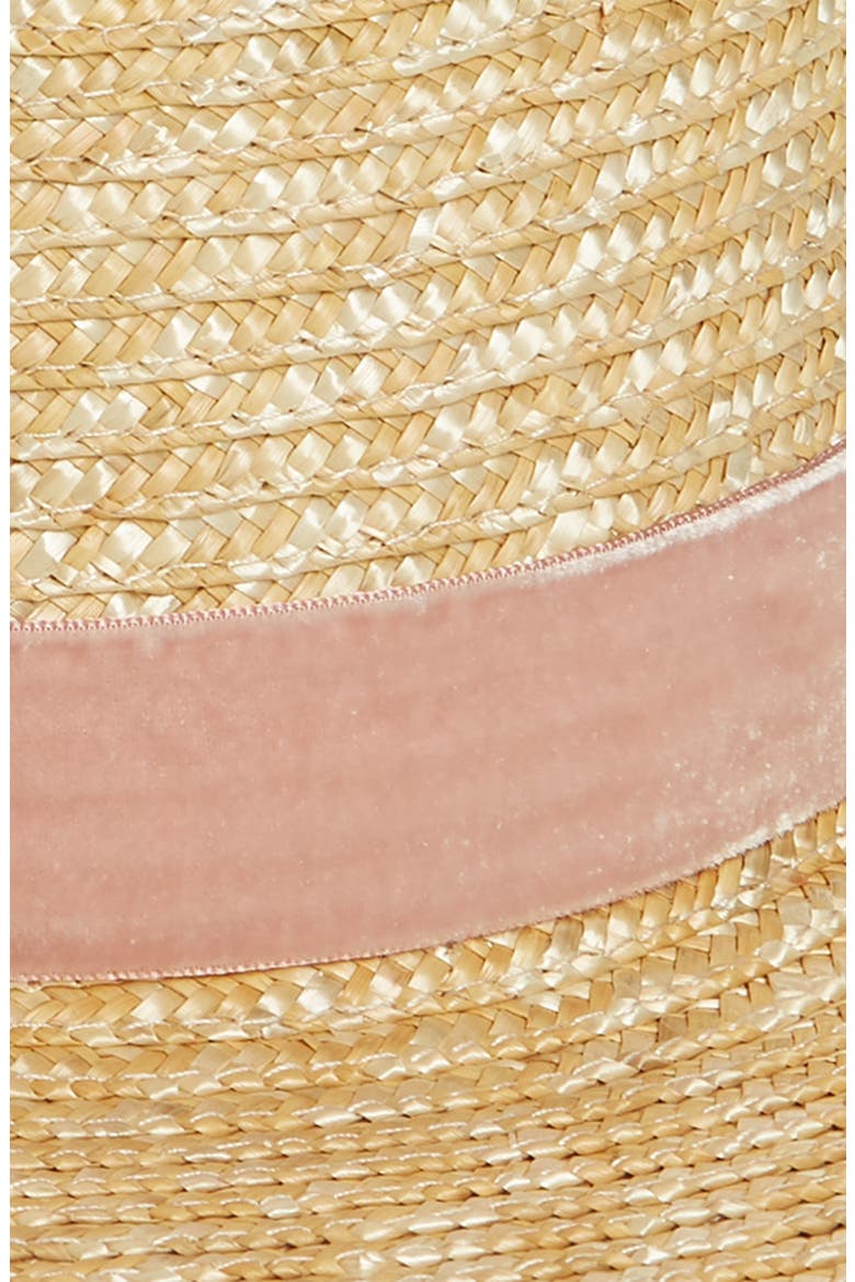 Pink Velour Straw Hat, Alternate, color, PINK/ NATURAL