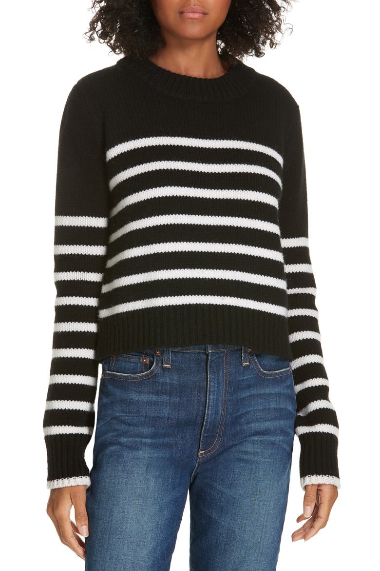 Mini Maren Wool & Cashmere Sweater, Main, color, BLACK/ CREAM