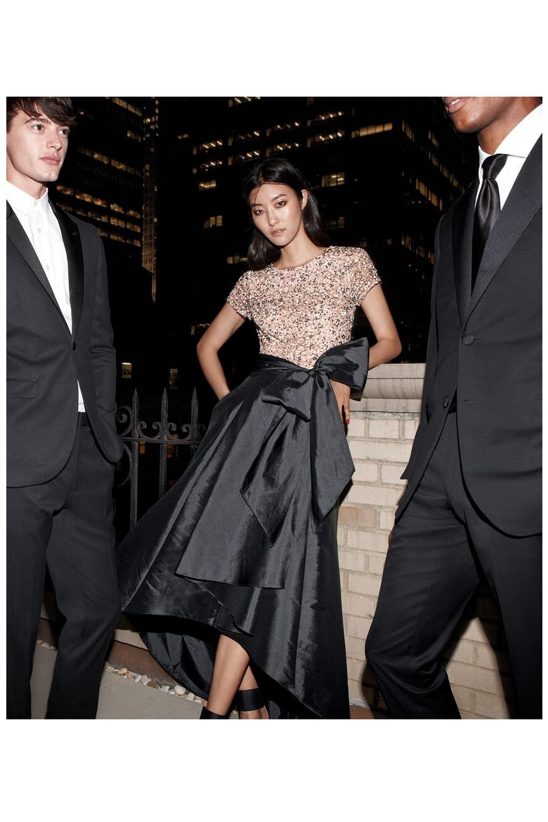 High/Low Taffeta Ball Skirt, Alternate, color, NAVY