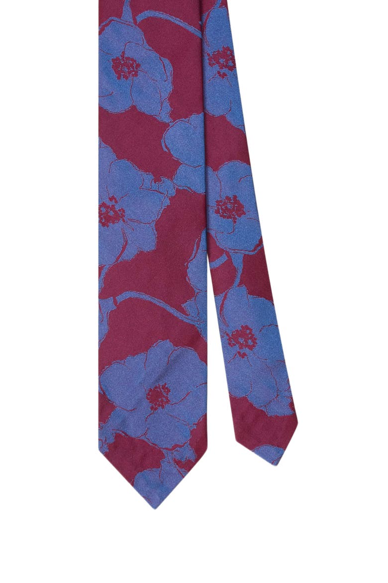 Duvall Large Floral Jacquard Unlined Necktie, Main, color, Red