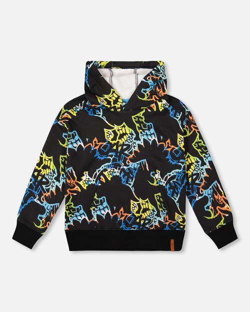 Deux Par Deux Kids'  Hooded Fleece Sweatshirt In Black